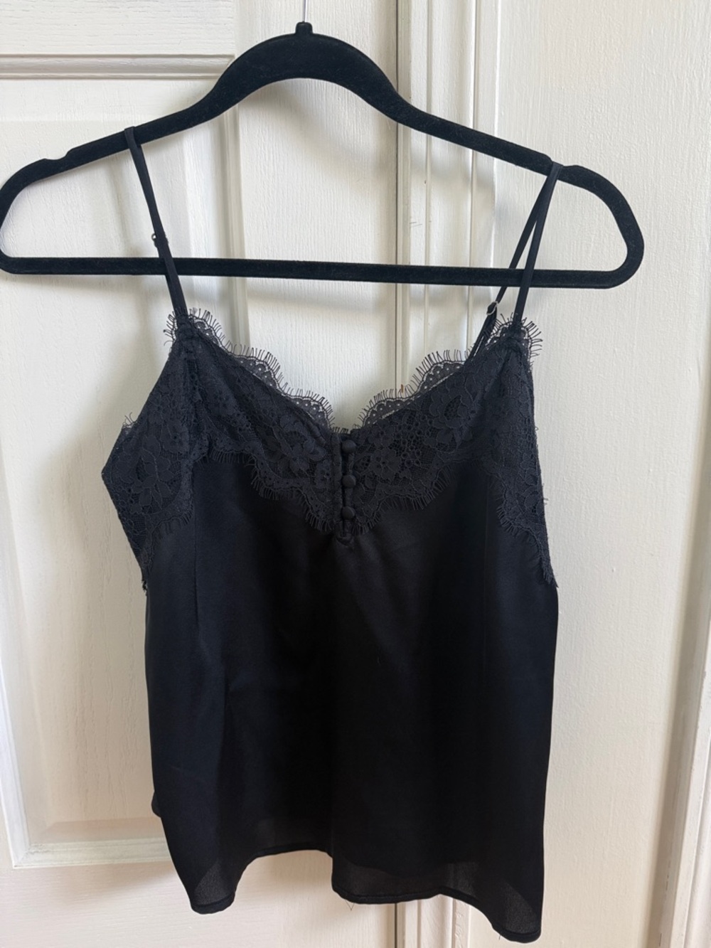 Abercrombie & Fitch Black Lace Trim Satin Tank Top
